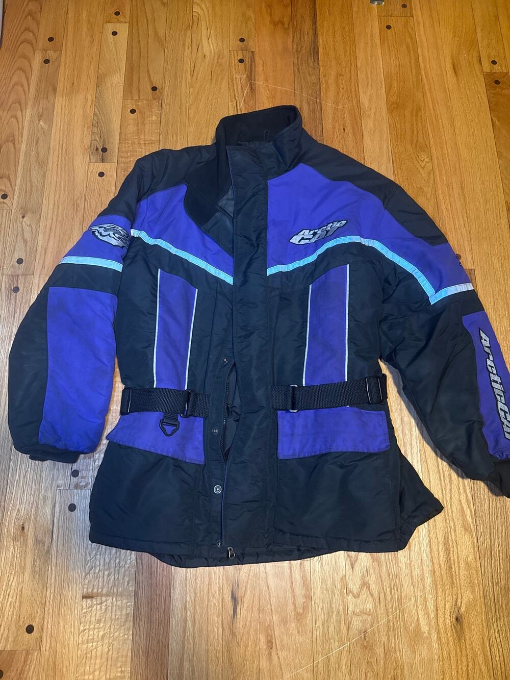 Vintage Arctic Cat Arcticwear Snowmobile Jacket Women L Purple Black Insulated